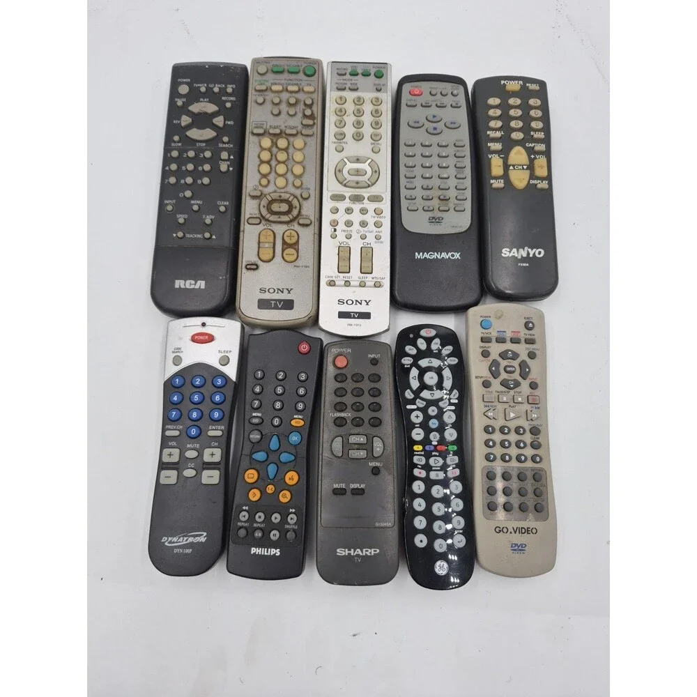 Mixed Lot of 10 Remote SONY GE Phillips RCA Dish Sharp Magnavox DVD